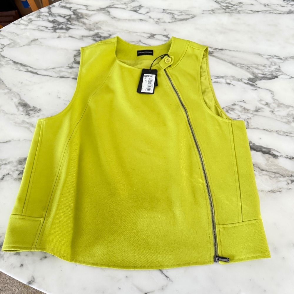 Emporio Armani Neon‎ Lime Green D41J51 Poly-Cotton Blend Sleeveless Vest, Sz. 52